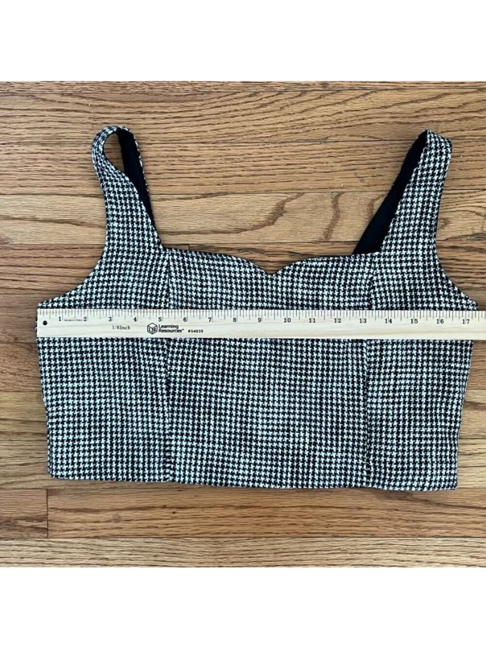 Abercrombie & Fitch Womens L Top Houndstooth Corset Inspired Crop Black White - Picture 8 of 11